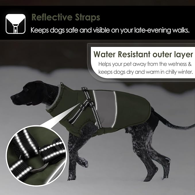 AOFITEE Dog Coat, Warm Dog Jacket with Harness Built in, Waterproof Coats for Small Dogs, Dogs Winter Coat Puffer Jacket with Zipper & Fleece Collar, Pet Snowsuit Sweater for Chihuahua Yorkshire, XS