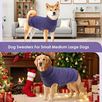 Dog Sweaters for Large Dogs Male Female Pet Knitwear Classic Puppy Warm Pullover Turtleneck Cold Weather Clothes for Pitbull(GrayishBlue, XL)