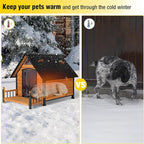 AIVITUVIN Heated Outdoor Dog House with Anti-Chewing Iron Surround Insulated Liner Dog Kennel for Large Breed Dog Shelter Weatherproof (Brown 50.9" D x 37.4" W x 37.2" H)