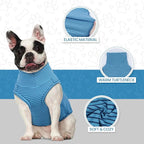 ROZKITCH Fleece Dog Pjs for Medium Dogs Boy, Cozy Stretchy Turtleneck Jumper for Winter Spring Autumn, Machine Washable Pet Clothes for Indoor & Outdoor BlueStripe L