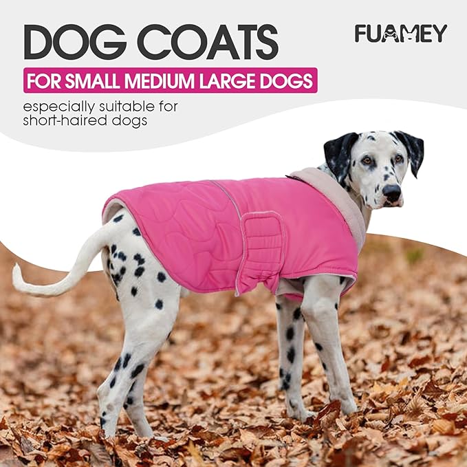 FUAMEY Winter Warm Fleece Turtleneck Jacket, Thick Waterproof Windproof Cold Weather Coats, Snowsuit Vest for Small Medium Large Dogs