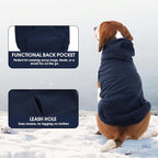 IECOii Dog Hoodie for Medium Dogs, Warm Fleece Dog Hoodies Sweater with Leash Hole and Pocket, Cozy Dogs Cold Weather Coat for Fall Winter Hooded Sweatshirt Vest for French Bulldog, Blue, L