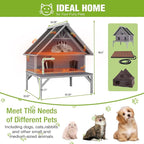 GUTINNEEN Heated Cat House 2-Level Large Outdoor Cat House Insulated Weatherproof Feral Cat Shelter with 2 Heating Pads, Insulated All-Round Thermal Liner, Large Porch, 3 Escape Doors for 1-6 Cats
