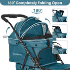 Double Pet Stroller for Dogs and Cats,Cat Strollers for 2 Cats,Double Dog Stroller for 2 Small Medium Dogs,4 Lockable Wheels/Lightweight/Folding,Green