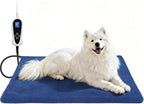 Bestio Heated Dog Bed 34x21in New Smart Thermostatic Switch with Constant-On Functionality UL & MET Dual Certified, Puppy Bed with Steel Cable Protection Tube - Blue
