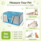 Large Cat Carrier for 2 Cats, 21.7x 13.8x 13.8in Pet Carrier for Cat and Dog Up to 38lbs, All-Sided Mesh Cat Carrier with Great Ventilation, Portable Soft Sided Pet Carrier for Traveling(Blue)