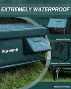 Heated Cat House for Outside,Dual Camera Mounts,100% Weatherproof & Extremely Insulated,Elevated Feral Cat Shelter with Escape Door,Waterproof Eaves for Outdoor Stray Barn Cat(Dark Green,M)