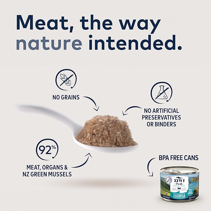 ZIWI Peak Wet Cat Food – All Natural, High Protein, Grain Free, Limited Ingredient, with Superfoods (Mackerel & Lamb, Case of 24, 3oz Cans)