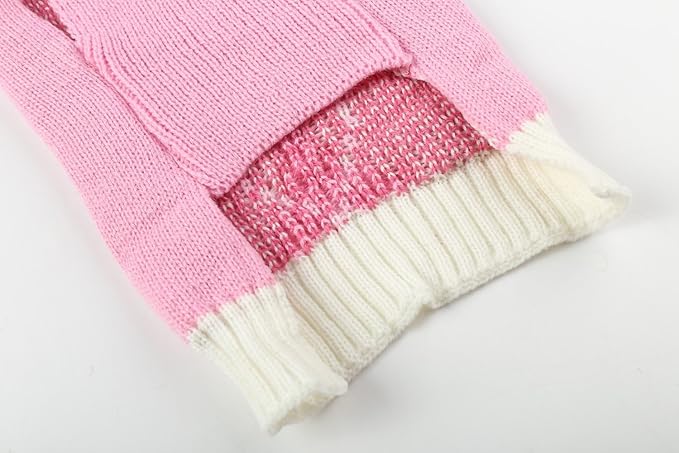 Argyle Dog Sweaters for Small Dogs, Knit Turtleneck Girl Dog Cats Sweater Clothes, Small (S) Size Pink