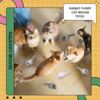 Hungdao 60 Pcs Furry Mice Interactive Catch Play Rabbit Fur Mouse Cat Toy Rattle Sound Rat Plush for PET Cats and Kittens, 3 Colors(White, Black, Gray)