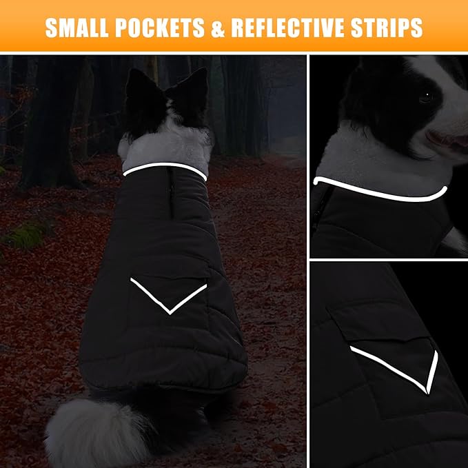 iBuddy Dog Winter Coats with Fleece Vest,Waterproof Warm Dog Snow Jacket Windproof, Reflective Adjustable Pet Dogs Cold Winter Coat for Large Dogs Girl Boy