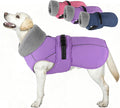PETDSH Dog Coat Large, Windproof Dog Jacket with Warm Fleece Lining, Thickened Collar Dogs Winter Coat, Adjustable Reflective Pet Coats for Cold Weather (Purple, XX-Large)