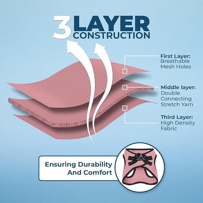 Best Pet Supplies Voyager Step-in Air Harness - All Weather Mesh, Reflective, No Pull Harness for Dogs, Cats - Secure with Hook & Loop Fastener, Buckle, Double D-Rings - Pink/Black Trim, XXXS