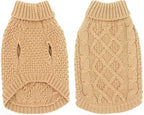 Mihachi Turtleneck Dog Sweater - Winter Coat Apparel Classic Cable Knit Clothes with Leash Hole for Cold Weather, Ideal Gift for Pet in New Year Beige 3XL