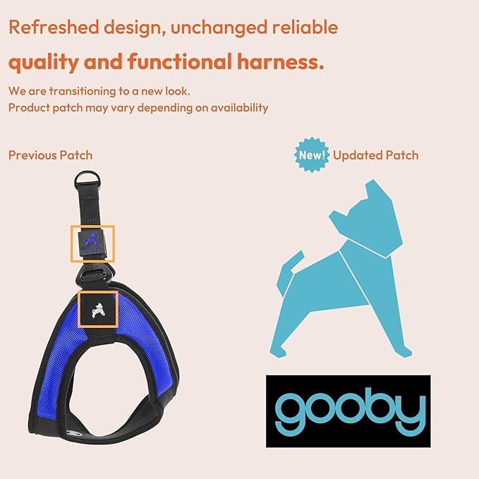Gooby Escape Free Easy Fit Harness - Blue, X-Small - No Pull Step-in Patented Small Dog Harness with Quick Release Buckle - Perfect On The Go No Pull Harness for Small Dogs or Medium Dog Harness