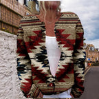 HOTYD Aztec Print Cardigans Sweaters for Women Crewneck Graphic Button Cardigan Casual Chunky Knit Sweater Fall Outfits