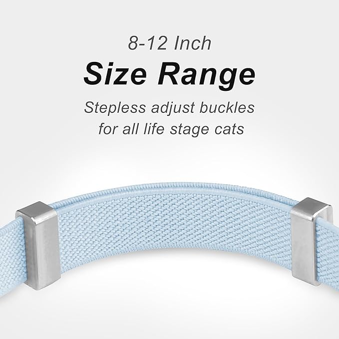 AirTag Cat Collar,Ultra Elastic Cat Tracker Collar with Apple Air Tag Holder, [Lightweight][Scratch Resistant] Stepless Adjustable GPS Pet Collar for Cats Kittens (Blue)