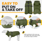 Lelepet Waterproof Dog Jacket with Harness Built in Warm Dog Winter Coat, Reflective Windproog Fleece Jacket, Dogs Coats for Small Dogs, Thermal Pet Snowsuit for Cold Weather, Maltese, Army Green, XS