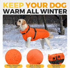Lelepet Dog Winter Coat Waterproof Dog Jacket with Harness Built in Windproof Reflective Cold Weather Coats for Small Medium Large Dogs, Thermal Fleece Lined Coats for Walking Camping, Orange, XS