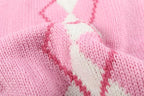 Pink Argyle Knit Dog Sweater for Girl, Pet Clothes for Dog Coat Sweatshirt Large (L) Girth 18-20"