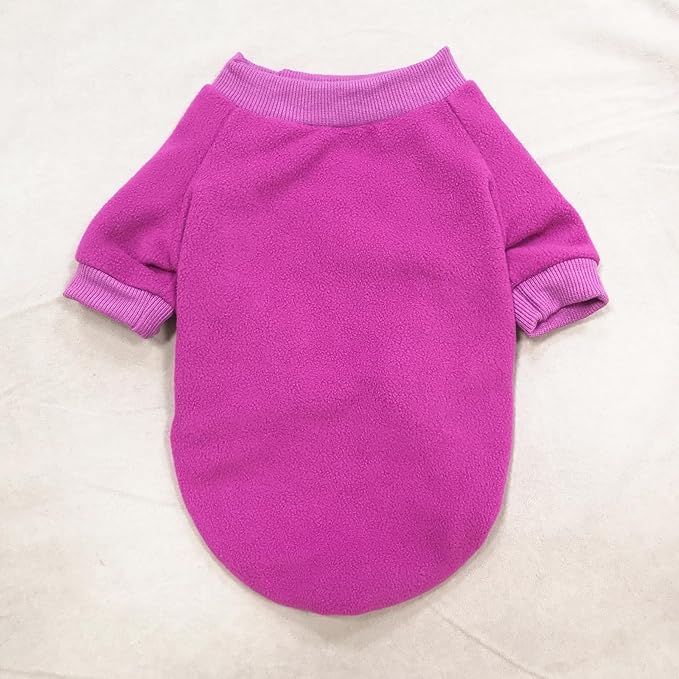 Idepet Dog Fleece Sweater - Soft Puppy & Cat Pullover Sweatshirt - Warm Winter Shirt - Classic Cat Apparel - X-Small, Purple