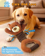 Swooflia Tug of War Dog Toy-Squeaky Plush Tug a War Dog Toy for Medium Large Breed Dogs to Keep Them Busy, Interactive Crinkle Doggie Toy, Cute Bear with Soft Long Pull Handle
