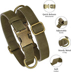 Didog Soft PU Leather Dog Collar, Stylish Quick Released Dog Collar for Large Dogs, Easy Clean Adjustable Pet Collar for Daily Walking, Dark Green, L Fit 15-23" Neck