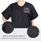 Noverlife Short Sleeves Pet Grooming Work Clothes with Full Zipper, XL Size, Splash Proof Anti-Static Pets Beautician Smock, Dog Cat Groomer Cosmetologist Uniforms for Pet Shop Men Women