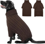 XL Dog Sweaters for Extra Large Dogs, Warm Winter Fall Dog Sweaters for Dog Girls Boys, Turtleneck Dog Knitwear, Doggie Christmas Sweater, Pet Sweatshirt Clothes Outfit Knit Labrador (Brown XL)