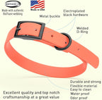 Dogline Biothane Waterproof Dog Collar Strong Coated Nylon Webbing with Black Hardware Odor- Proof for Easy Care Easy to Clean High Performance Fits Small Medium or Large Dogs, Coral