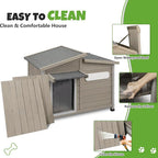 Large Outdoor Wooden Dog House, Weatherproof Dog Houses with Adjustable Vent Windows, Alloy Chew-Resistant Frame, Removable Floor for Medium & Large Dogs (43.5" L x 29.5" W x 33.5" H)