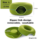 Large Cat Tunnel Bed for Indoor Cats with 3 Toys, Scratch Resistant Donut Cat Bed, Up to 30 Lbs (L 24x24x11, Green)