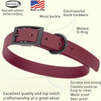 Dogline Biothane Waterproof Dog Collar Strong Coated Nylon Webbing with Black Hardware Odor- Proof for Easy Care Easy to Clean High Performance Fits Small Medium or Large Dogs, Merlot Burgundy