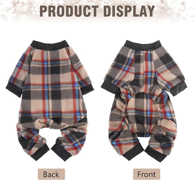 SCENEREAL Fall Dog Pajamas for Small Dogs, Thanksgiving Small Dogs Sweater, Soft and Warm Puppy Clothes, Holiday Onesie Christmas Outfits for Doggie Cold Winter - Dog Jammies Pjs
