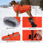 Dog Coat, Warm Dog Winter Coat for Small Dogs, Waterproof Jacket with Harness Built in, Reflective Turtleneck Cold Weather Coats with Zipper,Pet Fleece Vest Snow Jacket, Orange XS