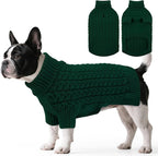 SAWMONG Dog Sweater, Dog Sweaters for Large Dogs Girls Boys, Pullover Turtleneck Knitted Doggy Sweatshirt, Cold Weather Pet Clothes（Green, Large