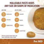 Pet MD Wrap A Pill Peanut Butter Flavor Pill Paste for Dogs - Make a Pocket or Pouch to Hide Pills & Medication - 8 oz (Pack of 2)