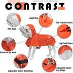 Dog Raincoat,Waterproof Rain Poncho with Hoodie, High Reflective Adjustable Pet Rain Jacket with Leash Hole for Small Medium and Large Dogs (Orange, Large: 22-37lbs)