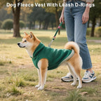 Idepet 2 Pack Dog Fleece Vest Sweater Warm Pullover Jacket with D-Ring Leash Reflective Winter Coat Hoodie for French Bulldog Pug Chihuahuas Yorkies Dachshunds(Dark Green&Grass Green,Small)