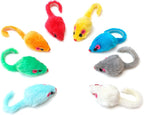 CHIWAVA 36PCS 4.1'' Furry Cat Toy Mice Rattle Small Mouse Kitten Interactive Play Assorted Color