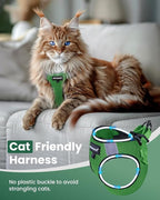 FAYOGOO Cat Harness and Leash Set | Upgrade Step-in Escape Proof Harness | Lightweight Soft Vest, No-Choke Design for Walking, Travel, Camping (Neon Green)