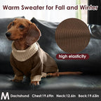 Dog Sweaters for Medium Dogs Boy Girl, Soft Turtleneck Sweater with Leash Hole, Stretchy Fall Sweater Christmas Halloween Fleece Winter Warm Pet Clothes Costume for Schnauzer Bichon Frise, Brown M