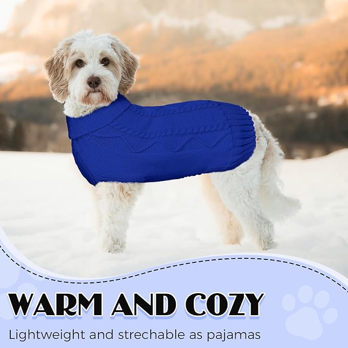 Dog Sweaters for Small Medium Large Dogs Girl, Soft Warm Turtleneck Pup Dogs Shirt, Double Knitting Collar for Outdoor Playing, Warm Dog Clothes (XS,Royal Blue)