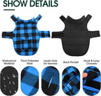 Kuoser Dog Winter Coat, Windproof Dog Fleece Jacket British Style Plaid Cold Weather Doggie Vest Coats, Reversible Cozy Warm Pet Clothes Apparel for Large Size Dogs L