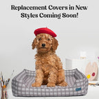 Orthopedic Bolster Dog Bed – CertiPUR-US Foam, Recycled Polyester Canvas, Washable Cover, Anti-Slip Bottom, Large, Light Blue Check – Stylish Designer Dog Sofa