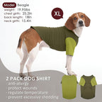 2 Pack Dog Shirt for Medium Dogs - Soft Breathable Summer Cool Tee, Lightweight Comfortable Clothes for Sensitive Skin, Jack Russell, Shihtzu, Indoor Lounging, Walking, Park Play, Green