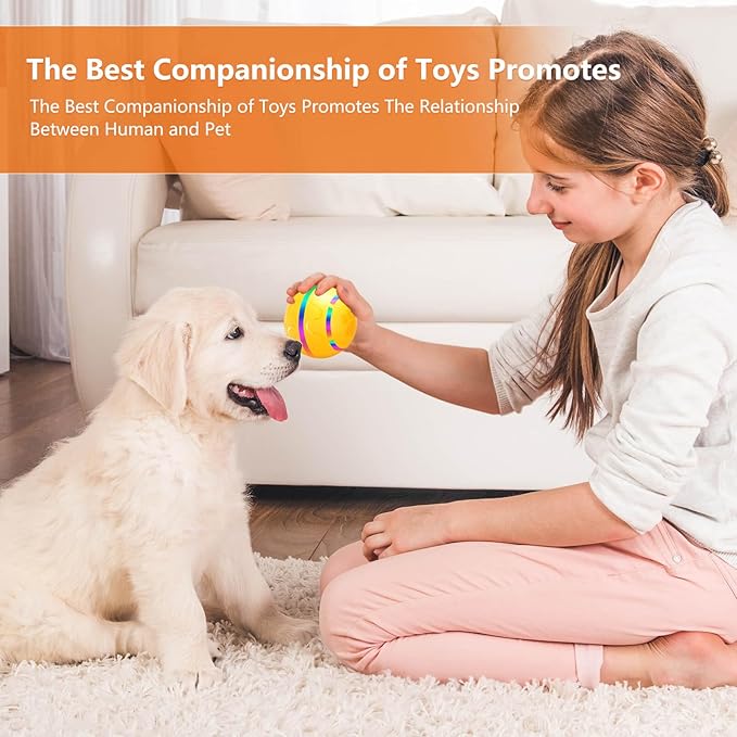 Interactive Dog Ball Toy, Smart Tennis Pets Chew Toys, Electric Launcher Durable Automatic Rolling Balls for Dogs, Cat, Bouncing Busy Ball for Small&Large Pet (Yellow Automatic)