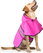 Waterproof Dog Raincoats - Hooded Raincoats for Dogs, Adjustable Reflective Dog Rain Coat, Windproof Dog Rain Jacket Pet Rain Slicker Poncho for Small, Medium, Large Dogs (X-Large, Pink)