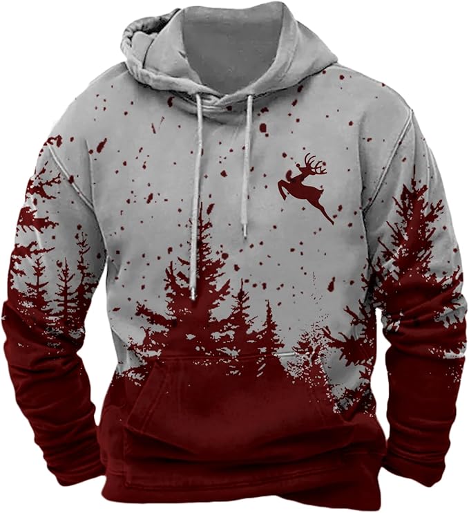 HOTYD Mens Western Aztec Sweatshirts Long Sleeve Fall Fashion Drawstring Pullover Vintage Graphic Cowboy Hoodie for Men