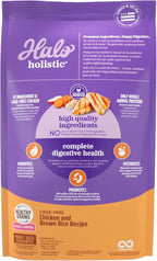 Halo Holistic Small Breed Dog Food, Cage Free Chicken & Brown Rice Recipe, Healthy Grains Dry Dog Food, Complete Digestive Health, 10 lb Bag